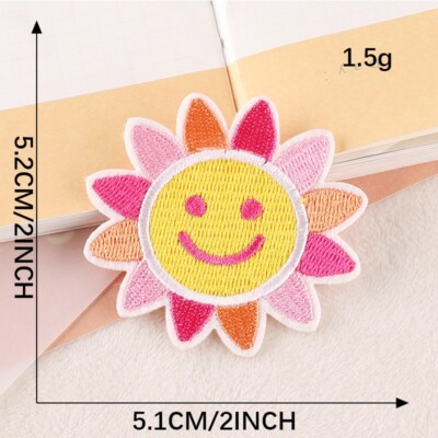 Yellow Sun Smiling Happy Emoji Cartoon Clothing Iron On Patch Embroidery 248