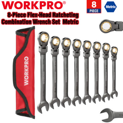 WORKPRO 8PC/16PC Flex-Head Ratcheting Combination Wrench Set SAE Metric Wrenches