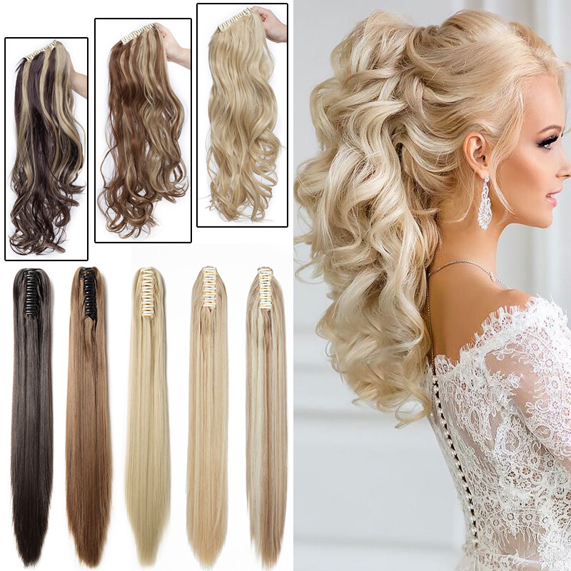 Real Thick Hair Claw Ponytail DIY Braid Clip In Pony Tail Fake Hair For