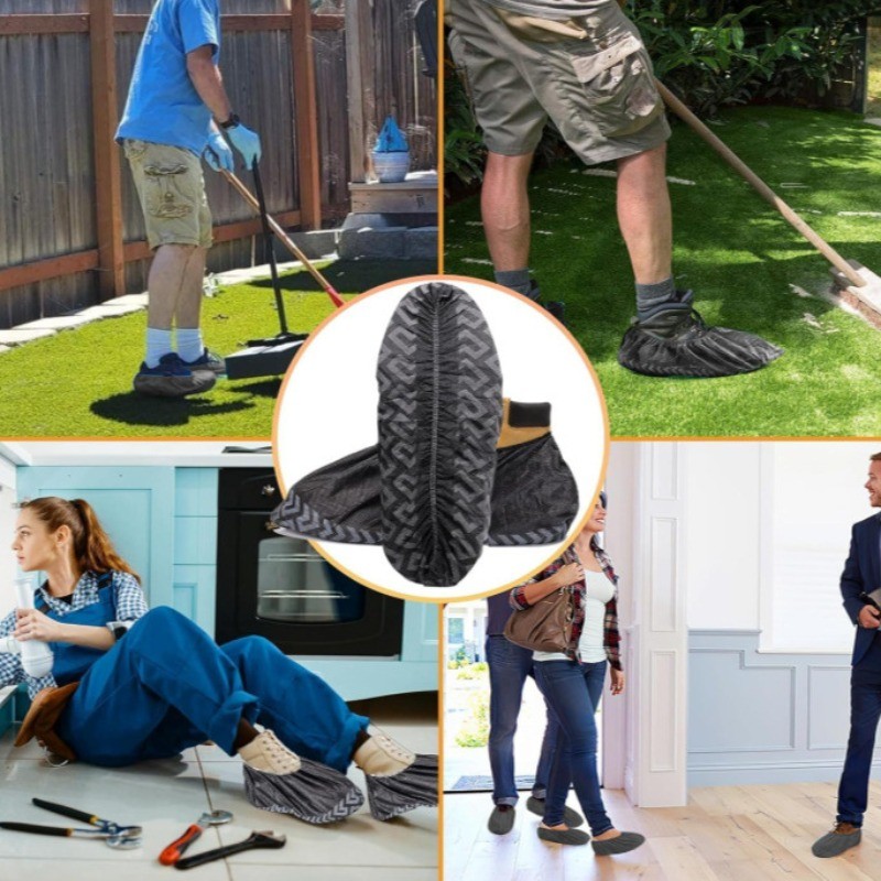 50 Paar Einweg Schuhüberzieher Schwarz Vlies Staubschutz Indoor