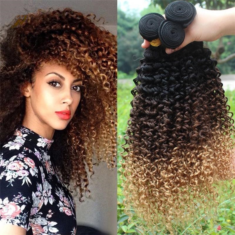 7a Brazilian 1 Bundle 1b 4 27 Ombre Kinky Curly Human Virgin Hair