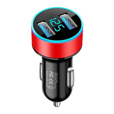 Dual Ports 3.1A USB Car Cigarette Charger Lighter Digital LED Voltmeter 12V/24V