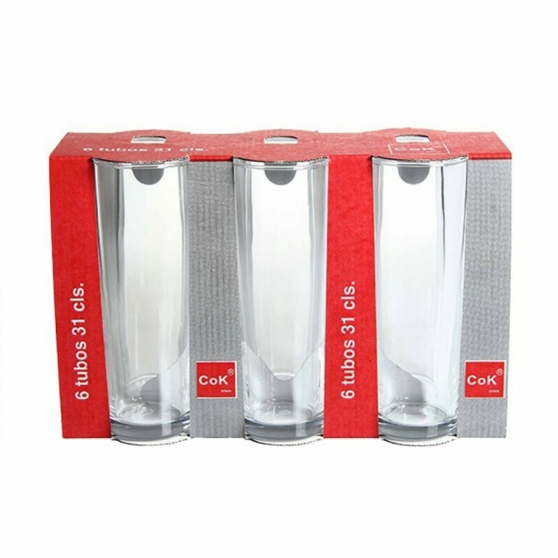 Set Servizio 6 Pezzi Bicchieri Tubo Vetro Trasparente 31cl sus