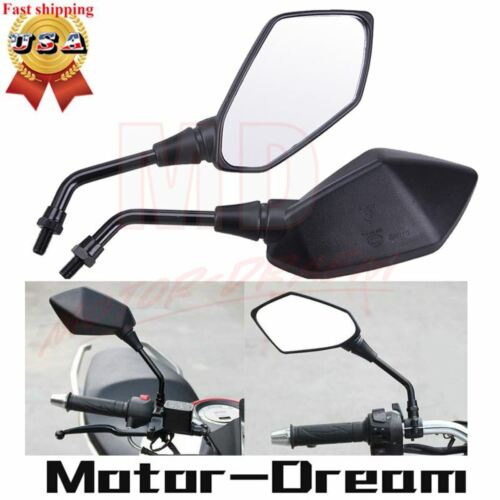 2X Motorcycle Motorcross Chopper ATV Bikes 10mm Black Rear View Side Mirrors