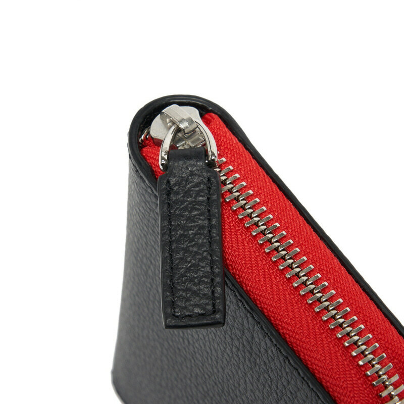 Pre-owned Montblanc Genuine  Meisterstück Natural Leather Coin Wallet Purse Pouch Pocket In Black & Red