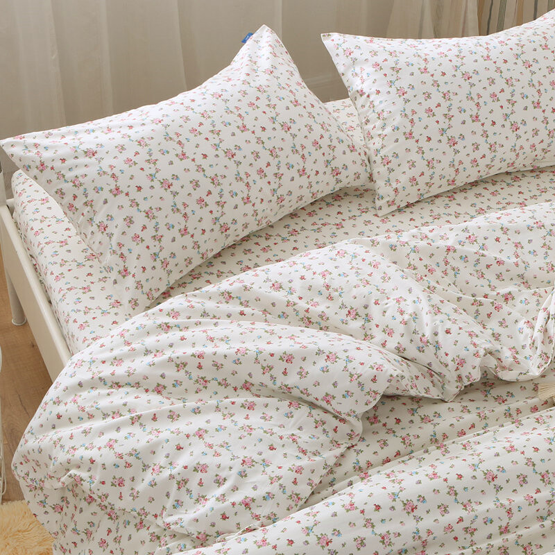 floral-literie-set-coton-taie-doreiller-drap-housse-couette-r-tro-ivoire