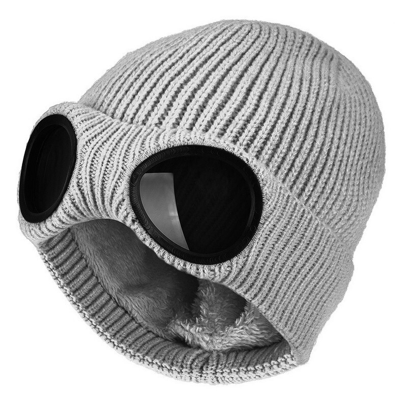 Fashion Hat With Glasses Women Winter Solid Casual Beanie Knit Cap Acrylic