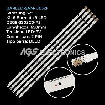 KIT 5 BARRE STRIP LED TV SAMSUNG D2GE-320SC0-R3 2013SVS32F BN96-25300A UE32F4000