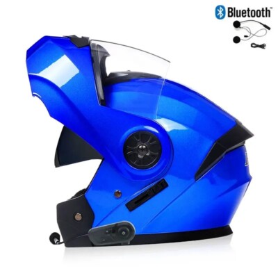 Motorcycle Helmet With Bluetooth Headset Modular Flip Up  Full Face Helmets DOT