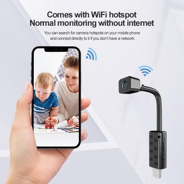 Smartphone monitoring WiFi camera hotspot feature without Internet.