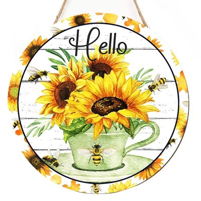 Welcome Sunflowers Door Sign Fall Home Decorations Wooden Front Door