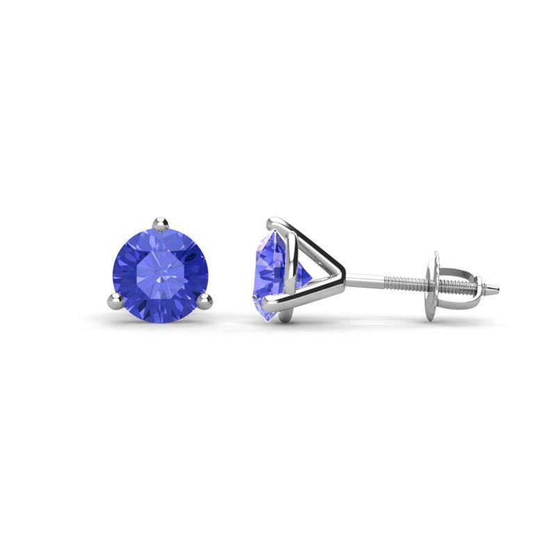 Pre-owned Trijewels Tanzanite Three Prong Solitaire Womens Stud Earrings 1 Ctw 14k Gold Jp:65962 In Purple