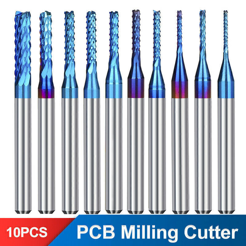 Sourcing Map 10Pcs 2mm Carbide End Mill Engraving Milling Cutter CNC Router Bits For PCB Machine
