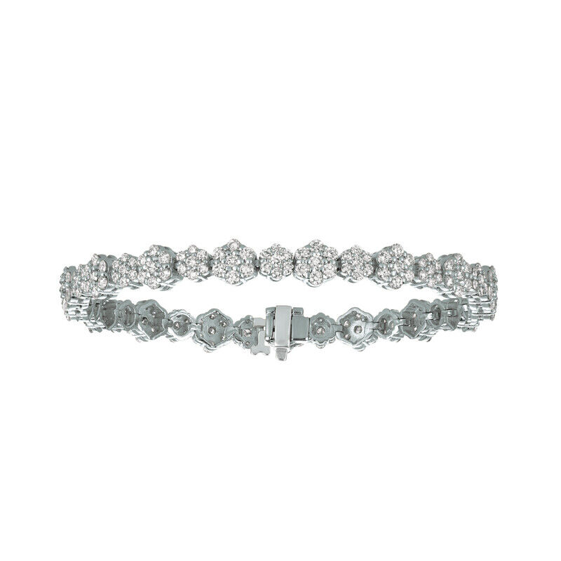 Pre-owned Morris 7.00 Carat Natural Diamond Bracelet Si 14k White Gold 7''