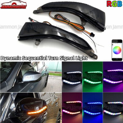 Smoked RGB LED Sequential Side Mirror Light For Infiniti Q30 Q50 Q60 Q70 QX50