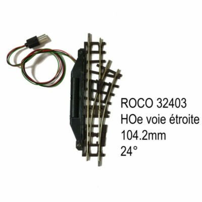 Rail aiguillage droit droit 104.2mm 24 degrés électrique-HOe-1/87-ROCO