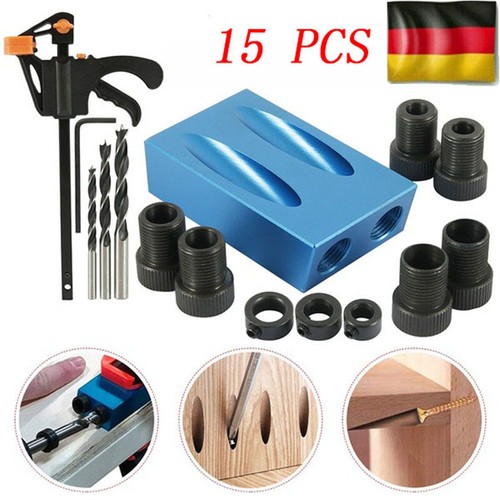 15X Bohrschablone Bohrlehre 15° 6/8/10mm Taschenloch Bohrvorrichtung Bohrhilfe