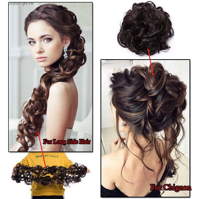 100 Real Natural Messy Bun Wedding Vintage Updo Curly Wave Fake