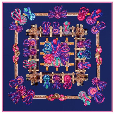 New Women39s Blue Fashion Twill Silk Print Head Shawl Square Scarf 51quot51quot
