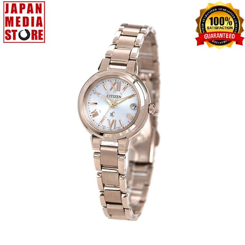 Pre-owned Citizen Xc Happy Flight Es9435-51a Silver Gold Eco-drive Radio Women Watch Japan