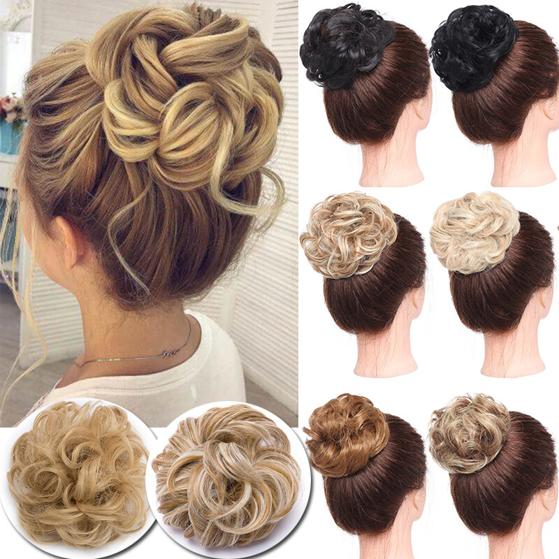 Große Dick Haarteil Haargummi Extensions Messy Bun Dutt Hochsteckfrisuren Blond