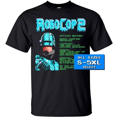 Robocop 2 NES Officer Report screen T Shirt BLACK all sizes S-5XL 100% cotton
