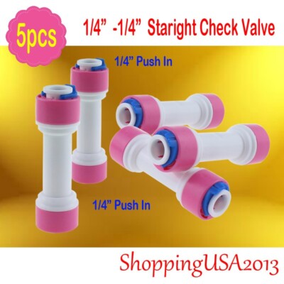 5PCS Check Valve  1/4'' One Way Push Fit Straight Quick Connect Water Filter RO
