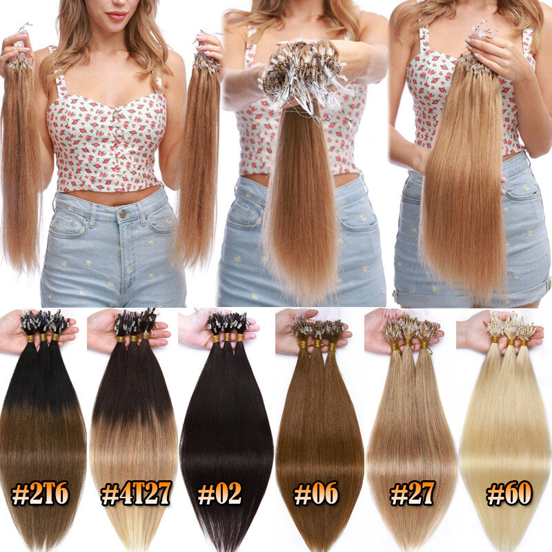 150g Thick Micro Loop Ring Human Hair Extensions Micro Link Nano Bead Tip 0.5/1g
