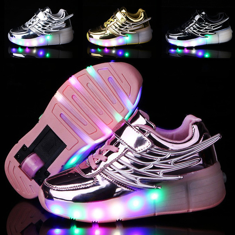 LED Heelys Wheels Boys &amp; Girls Shoes Skates Light Up Flash