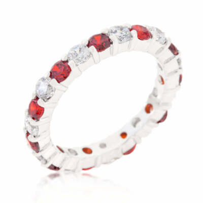 Mini Jessica Band with Red Garnet Cubic Zirconia 925 Silver