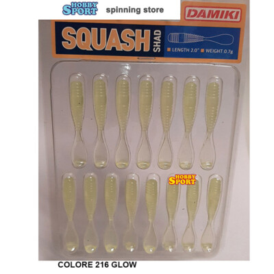 DAMIKI SQUASH SHAD 2" 216 GLOW TROTA  LAGO FIUME LIGHT ROCK FISHING 15 PZ