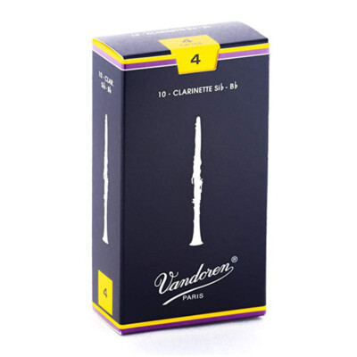 Vandoren CR104 Bb Clarinet Traditional Reeds, Strength #4, Box of 10