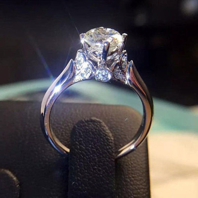 Round Cut 1ct Unique AAA Cz Claw Ring 925 Silver Women's Engagement Jewelry Band