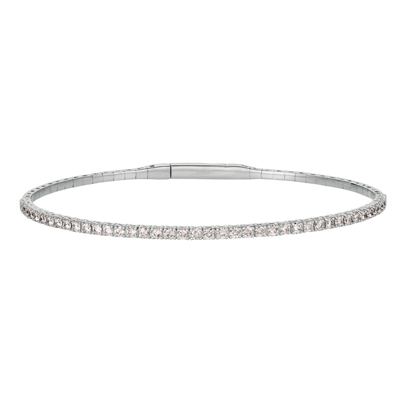 Pre-owned Morris 2.00 Carat Natural Diamond Flexible Bangle Bracelet G-h Si 14k Rose Gold 7'' In Pink