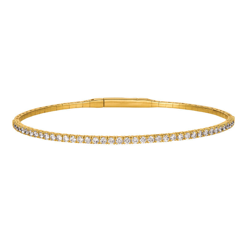 Pre-owned Morris 2.00 Carat Natural Diamond Flexible Bangle Bracelet Si 14k Yellow Gold 7.25'' In White