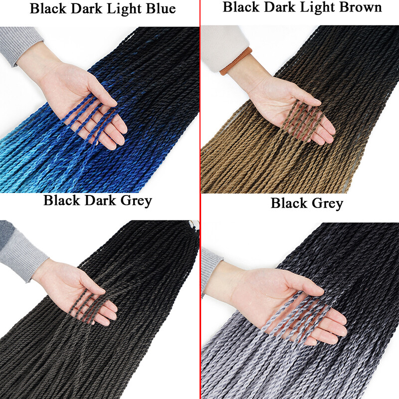 24 Inch Senegalese Twist Havana Braids Hair Extensions Afro Braiding Grey Ombre