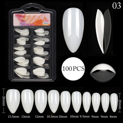 100Pcs False Full Nail Tips Quick Building Mold Tips Finger Extension Nail Art