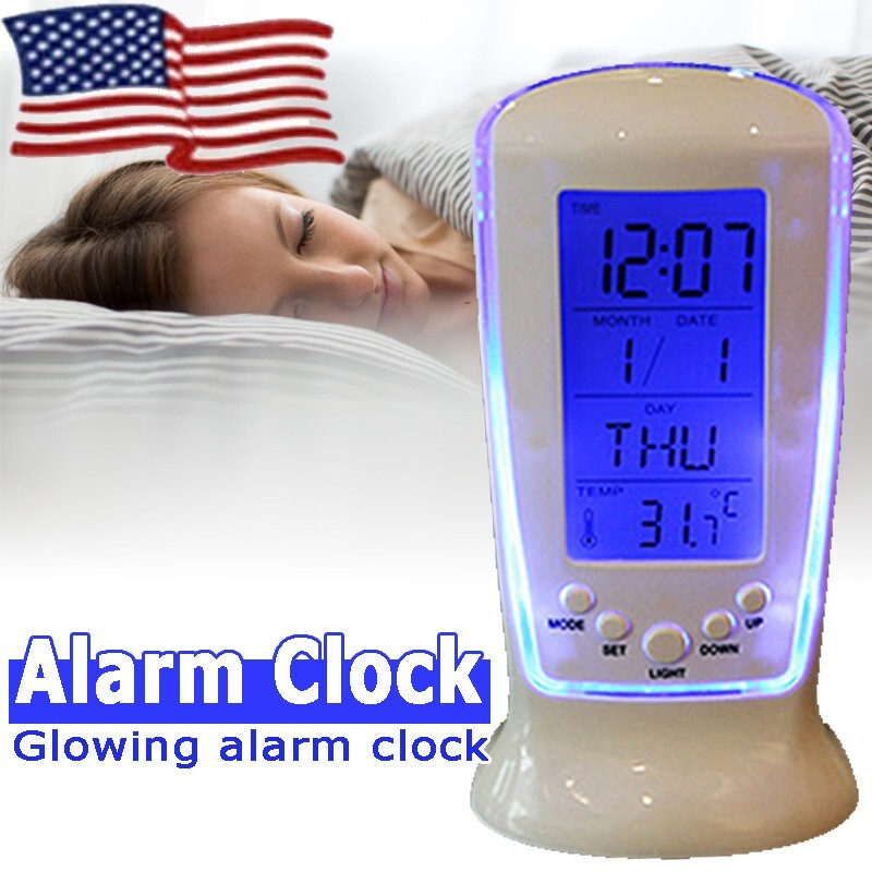 Mini Alarm Clock LED Luminous Music Alarm Clock Electronic Clock w/ Temperature