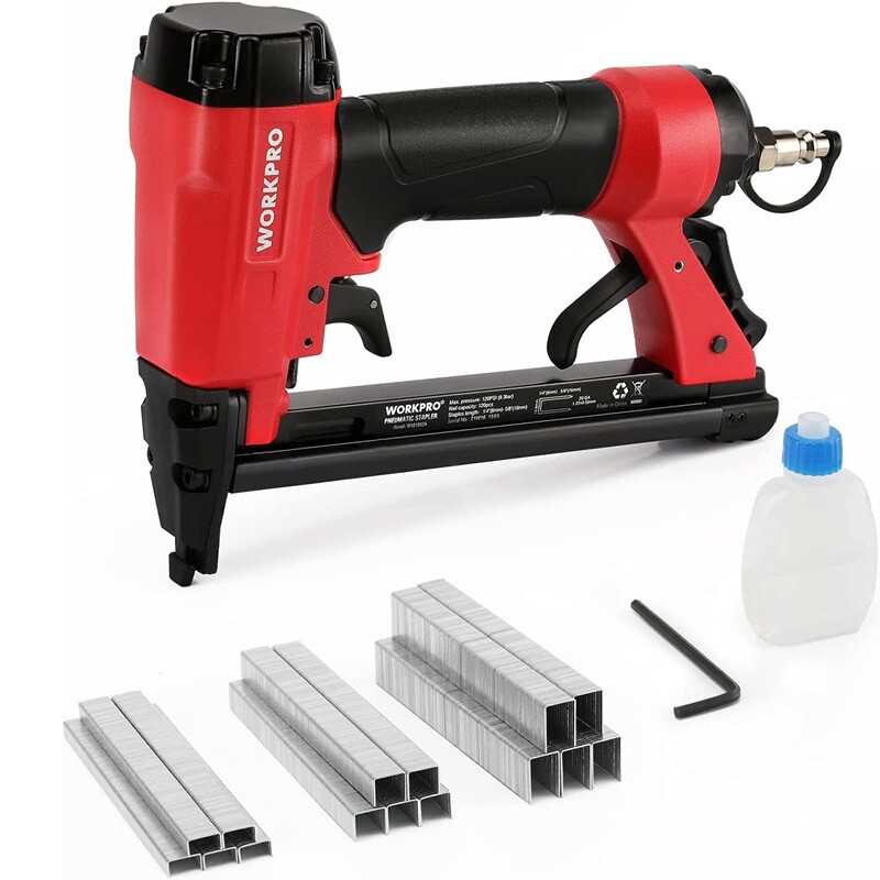 WORKPRO Pneumatic 20 Gauge Staple Gun with 1260pcs Staples A