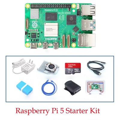Raspberry Pi 5 4gb 8gb Starter Kit Power Supply Active Cooler Case 16GB SD Card