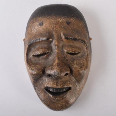 彫刻・オブジェ Wooden Noh Mask Noh mask Noh Gagaku wood carving signed antique box m008 | eBay