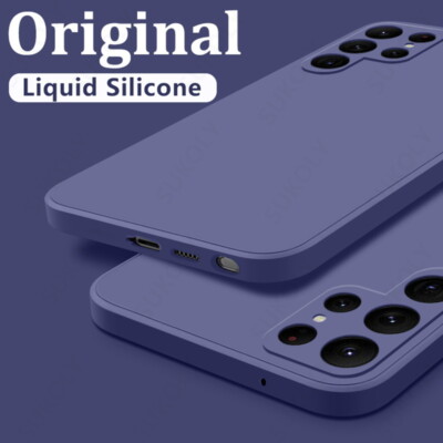For Samsung S23 FE S24 S22 Ultra S21 A54 A34 Liquid Silicone Soft Case Cover