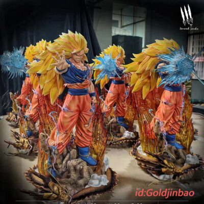 Scratch Studio Dragon Ball 1/4 Super Saiyan 3 Son Goku Resin Model In Stock LED