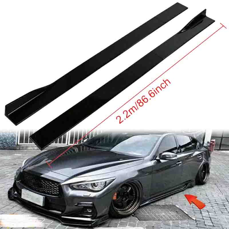 For INFINITI Q50 2014-2022 86.6" /2.2m Gloss Black Side Skirts Rocker Panel Lip