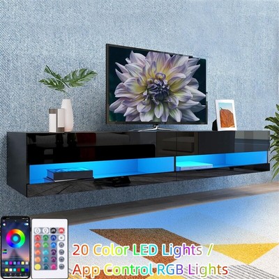 71" High Gloss Wall Mounted Floating LED TV Stand, TV Consol