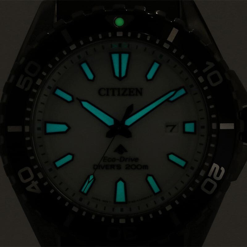 Pre-owned Citizen Promaster Marine Bn0197-08a White Dial Eco-drive Diver 200m Men Watch