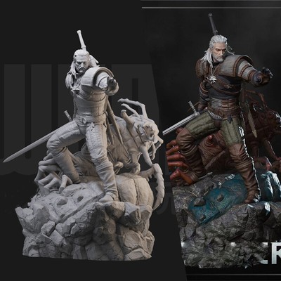 Geralt 1/24 1/18 3D Print Figure Model Kit Unpainted Unassembled Garage Kit