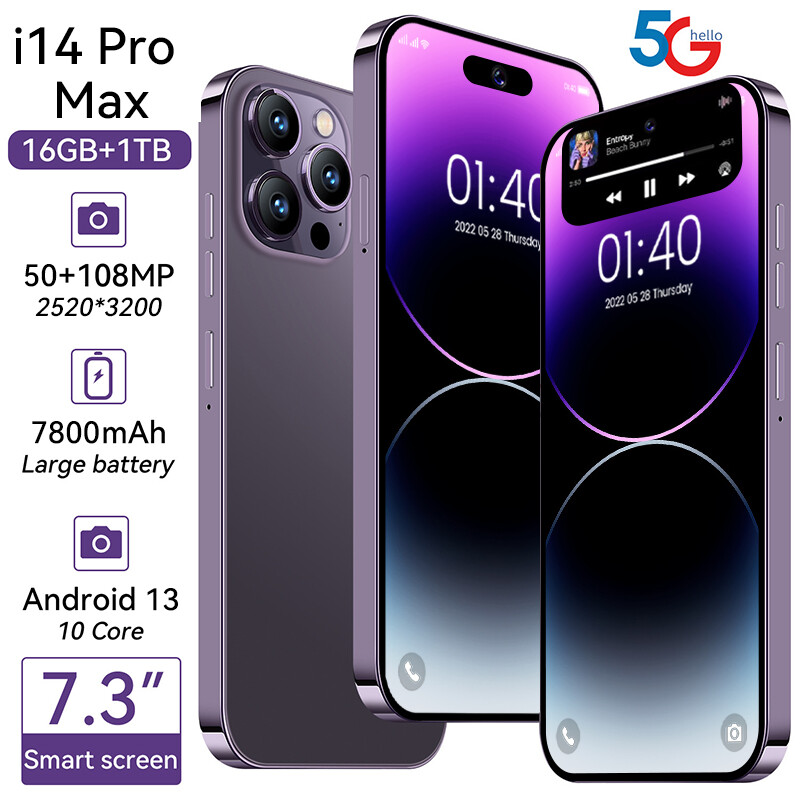 NEW i14 Pro Max Smartphone 16GB+1TB 7.3