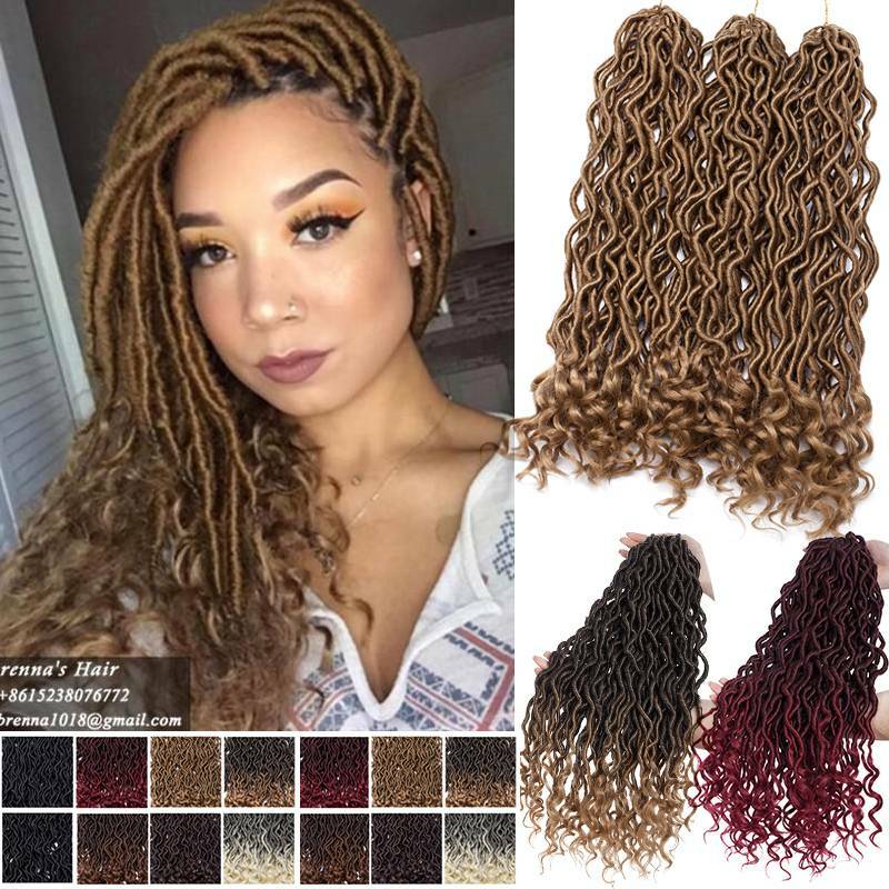 20 Wavy Curly African Braiding Faux Locs Crochet Braid As Human