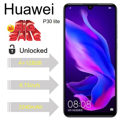 Huawei P30 Lite 6.15 Android Unlocked 4+128GB New Sealed - Big Sale  BLACK